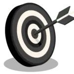 Arrow hitting bullseye target, symbolising precision and success.